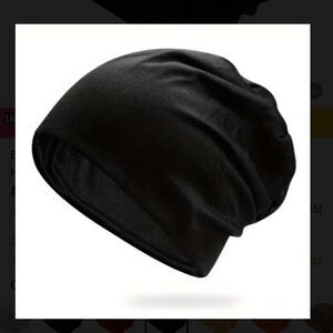 Solid black soft slouchy beanie hat